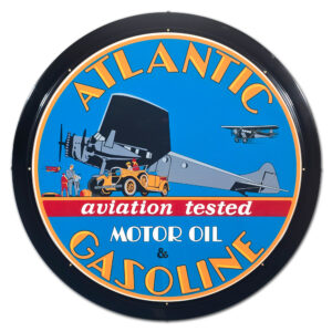 ATLANTIC AVIATION GASOLINE ROUND LIT CAN SIGN