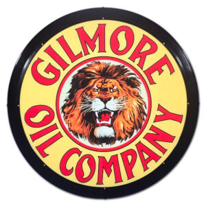GILMORE OIL ROUND LIT CAN SIGN