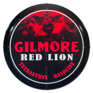 GILMORE RED LION ROUND LIT CAN SIGN