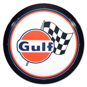 GULF FLAG ROUND LIT CAN SIGN