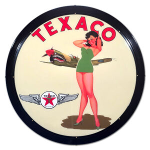 TEXACO PIN UP ROUND LIT CAN SIGN