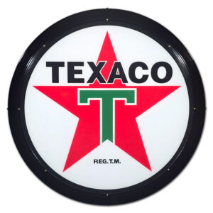 TEXACO WHITE T ROUND LIT CAN SIGN